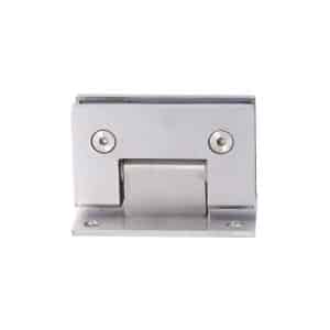 Závěs na skleněný dveřní systém, mezi stěnu a sklo, 90x53x62 mm, tloušťka skla 8-10 mm, broušená nerez K320 / AISI304, samouzavírání +-15° a samozastavení +-90°