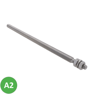 Nerezový závitový kolík, M14/M10, včetně matíc a podložek