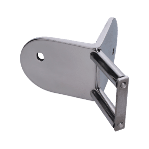 úchyt na vnější rohové kotvení sloupu ø 42.4mm, (kotvící deska tloušťky 5.5mm, ø 100mm), leštěná nerez K320 /AISI304