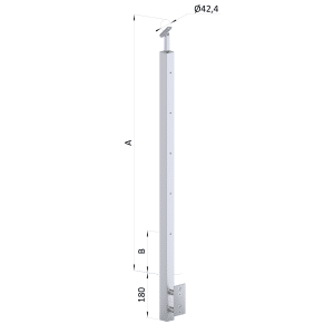Nerezový sloup, boční kotvení, 5 řadový M6, vnitřní, vrch nastavitelný