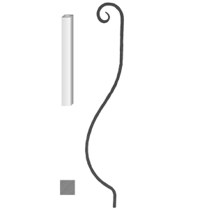 Kovaná výplň zábradlí H 1000xL170mm,12x12mm,hladká ocel