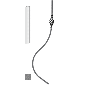 Kovaná výplň zábradlí H 1000xL220mm,12x12mm.hladká ocel