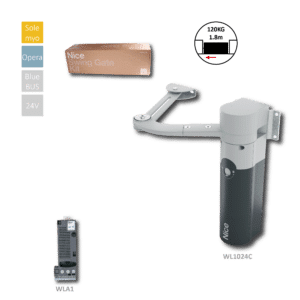 Velmi rychlý pákový pohon pro velmi lehkou křídlovou bránu do 1,8m délky, s vestavěnou elektronikou