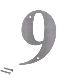 Číslo domové 9, (127x1.5mm), s dierami, brúsená nerez K320 / AISI 304