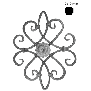 Kovářský ornament H530xL420mm, OBOUSTRANNÝ vzor,12x12mm