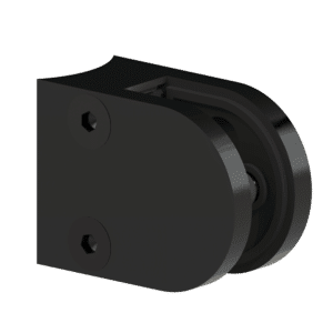 Svorka skla na trubku ø 42.4mm (50x40x26mm) pro sklo 6-10.76mm, broušená nerez K320 /AISI304, barva: černá, balení neobsahuje gumičky na sklo