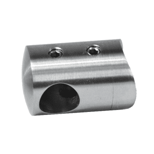 Držák tyče ø 12 mm (koncový-levý) na trubku ø 42,4 mm (30x22 mm), broušená nerez K320 / AISI304