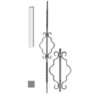 Tyč zdobená P1, H-1000mm, 12x12mm