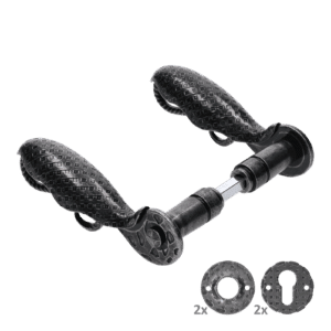 Klika 150x80mm, průměr osazení 19mm, černý zinek