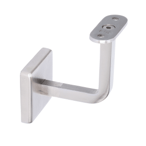 Držák madla na stěnu pevný (plochý, L:80x80mm, kotevní deska: 60x60mm), broušená nerez K320/AISI304)