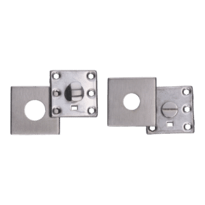 čtvercová rozeta s uzamykací páčkou na WC dveře (53x53x10mm), rozměr páčky: 22x12x25mm, broušená nerez K320 /AISI304