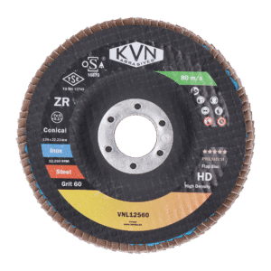 Prémiový lamelový kotúč na oceľ a nerez, 125mm, zrno 60, extra hrubý PREMIUM, 100% zirconia, kónický