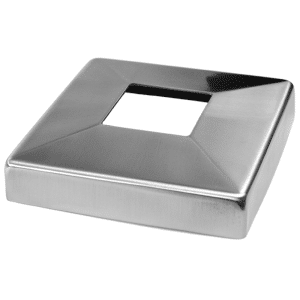Kryt spodní příruby (108x108 / 25x1,5 mm), otvor: 40,5x40,5 mm, na profil 40x40 mm, broušená nerez K320 / AISI304