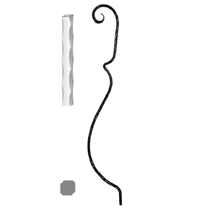 Kovaná výplň zábradlí H 1000xL160mm,12x12mm,válcovaná ocel