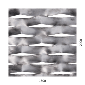 Tahokov Fe kosočtvercová oka: 114x53 mm, můstek: 24 mm (1500x2000x1,5 mm)