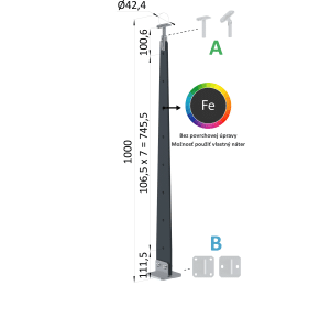Kombinovaný Fe vypalovaný sloup, vrchní kotvení, 8-dírový