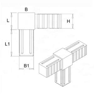 Plastová spojka - T-kus do profilu 30x30x2mm