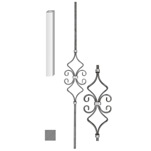 Tyč zdobená MH, H-1000mm, 12x12mm