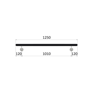 Madlo Bukové T (1250mm), černý nátěr