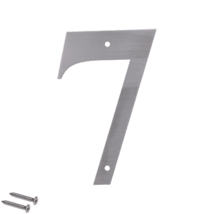 Číslo domové 7, (127x1.5mm), s dierami, brúsená nerez K320 / AISI 304