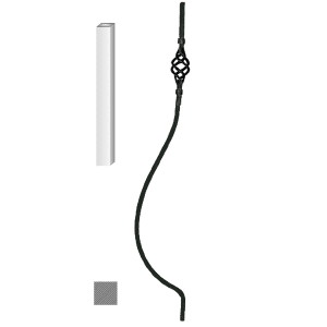 Kovaná výplň zábradlí H 1000xL170mm,12x12mm,hladká ocel