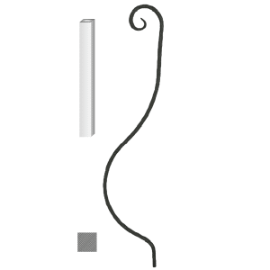 Kovaná výplň zábradlí H 1000xL220mm,12x12mm,hladká ocel