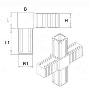 Plastová spojka - kříž do profilu 20x20x1.5mm
