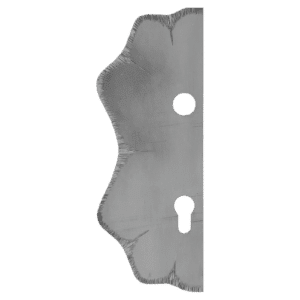 Štít s 250x95x3mm s otvory, rozteč 90mm, otvor pro kliku ø 19,5mm, zdobený, levý