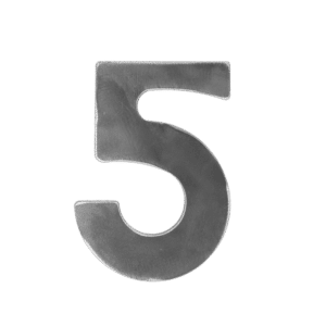 číslo domové 5,   120x80x3mm   hladké, bez povrchovej úpravy