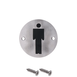 Nerezový piktogram `Páni`, kulatý, rozměry: ø75x1,2 mm, broušená nerez K320 / AISI304