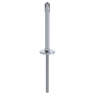 Příruba (středová) na fasádní lankovou zeď, odsazení 200 mm, se dvěma otvory na lanko ø5 mm, nerez AISI 304