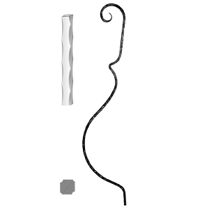 Kovaná výplň zábradlí H 1000xL210mm,12x12mm,válcovaná ocel
