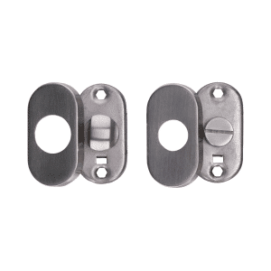 Oválná rozeta s uzamykací páčkou na WC dveře (62x32x10mm), rozměr páčky: 22x12x25mm, broušená nerez K320 /AISI304