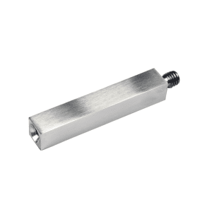 Čep čtvercový (vnější závit M8 - vnitřní závit M6, 12x12 mm / L: 68 mm), plný materiál, broušená nerez K320 / AISI304