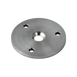 Kotevní deska (ø 100x6 mm) na dřevěný sloup, otvor: ø 25/13 mm, broušená nerez K320 / AISI304