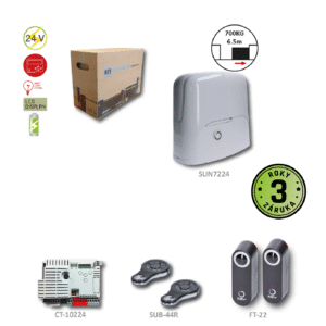 SUNKIT80 pro posuvnou bránu do 700 kg, 1x SUN7224 (24 V, 500 W, 34 Nm), 1x CT10224, 2x SUB-44R, 1 pár FT-22