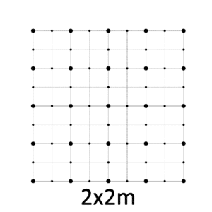 Montážní sada pro zelenou stěnu - nerez, rozměr 2x2m. Set obsahuje: EB1-GW01 (25ks), PVC-LA4 (36ks), EB2-LA4 (45m), EB1-GWS4 (40ks)