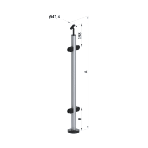 Nerezový sloup, vrchní kotvení, výplň: sklo, průchozí