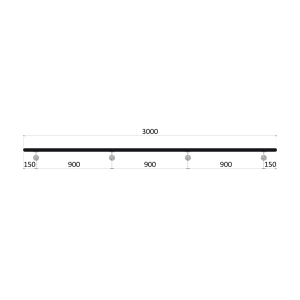 Madlo Bukové T (3000mm), černý nátěr