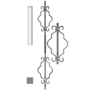 Tyč zdobená P2, H-900mm, 12x12mm