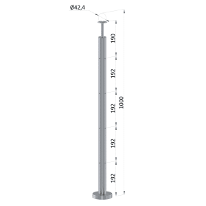 Nerezový sloup, vrchní kotvení, 4řadový, rohový: 90°