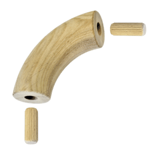 Dřevěný spojovací oblouk (ø 42 mm / 90°), materiál: dub, broušený povrch bez nátěru