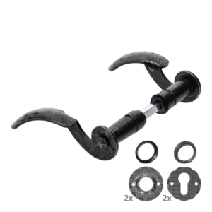 Klika - set 135 x 80 mm, ø19 mm, finální povrchová úprava: černá galvanizace