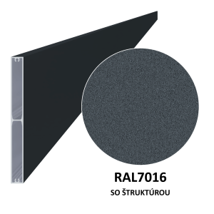 Profil 160x16mm, L-6000mm, práškový lak, struktura RAL7016