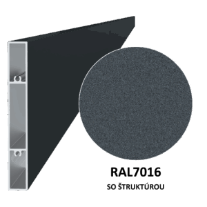 Profil 120x16mm, L-6000mm, práškový lak, struktura RAL7016