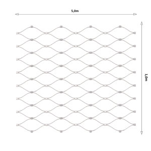 Nerezová lanková síť, 1,0m x 5m (šxd), oko 50x50 mm, tloušťka lanka 2mm, AISI316