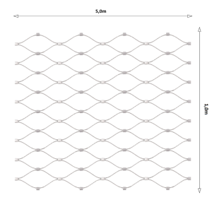 Nerezová lanková síť, 1,0m x 5m (šxd), oko 60x104 mm, tloušťka lanka 2mm, AISI316