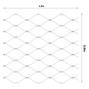 Lanková síť  0,8 x 1 m, oko 50 x 50mm, ø2 mm, AISI 316