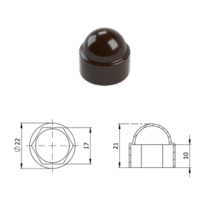 Krytka plastová na matice a skrutky M10, hnedá