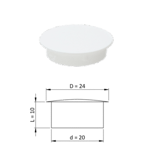 Vnitřní plastová krytka kulatá ø 24 mm, otvor ø 20 mm